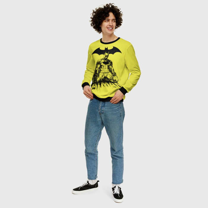 Collectibles Yellow Mens Sweatshirt Batman Sweater Arkham Logo