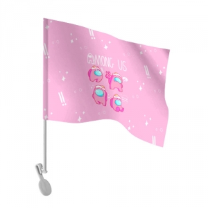 Merchandise Pink Car Flag Among Us Egg Head