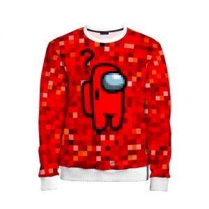 Merch Red Pixel Kids Sweatshirt Among Us 8Bit