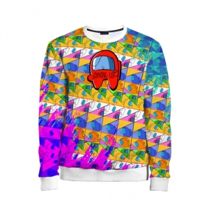Merch Kids Sweatshirt Among Us Pattern Colored