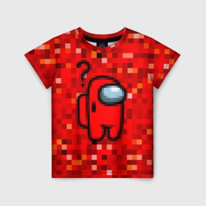 Merchandise Red Pixel Kids T-Shirt Among Us 8Bit