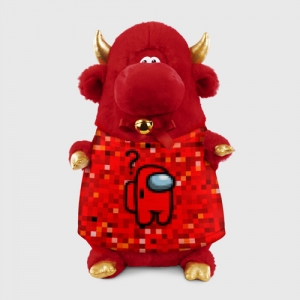 Merchandise Red Pixel Plush Bull Among Us 8Bit
