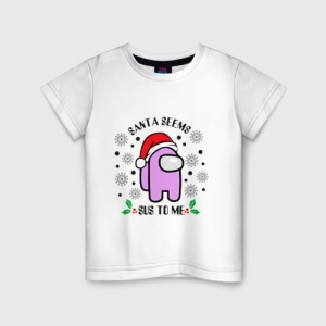 Merchandise Kids Cotton T-Shirt Santa Seems Sus To Me Among Us