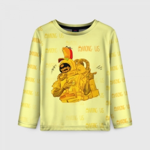 Buy kids long sleeve among us yellow imposter pointing - product collection