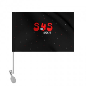 Car flag Among us Sus Red Imposter Black Idolstore - Merchandise and Collectibles Merchandise, Toys and Collectibles