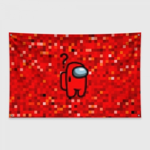 Merchandise Red Pixel Banner Flag Among Us 8Bit