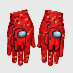 Merchandise Red Pixel Gloves Among Us 8Bit