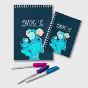Cyan Notepad Among Us Spaceman Art Idolstore - Merchandise and Collectibles Merchandise, Toys and Collectibles 2