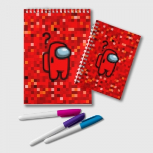 Merch Red Pixel Notepad Among Us 8Bit