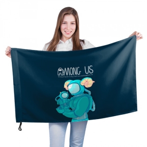 Merchandise Cyan Large Flag Among Us Spaceman Art