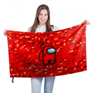 Merchandise Red Pixel Large Flag Among Us 8Bit