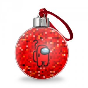 Merch Red Pixel Christmas Tree Ball Among Us 8Bit