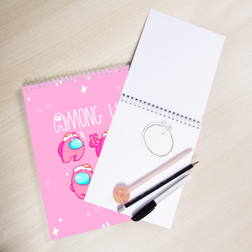 Pink Sketchbook Among Us Egg Head - Idolstore - Merchandise And Collectibles