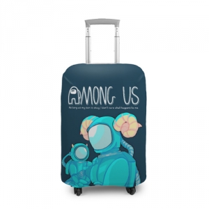 Cyan Suitcase cover Among Us Spaceman Art Idolstore - Merchandise and Collectibles Merchandise, Toys and Collectibles 2