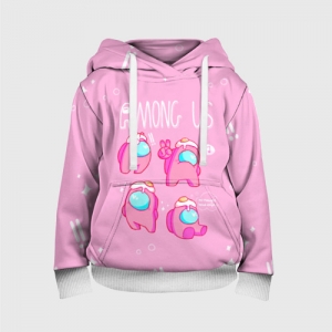 Buy pink kids hoodie among us egg head - product collection
