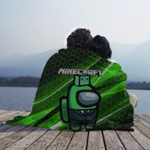 Plaid throw Among Us х Minecraft Idolstore - Merchandise and Collectibles Merchandise, Toys and Collectibles