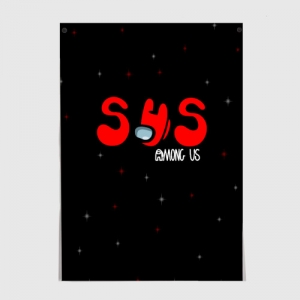 Merch Poster Among Us Sus Red Imposter Black