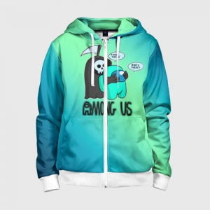 Buy kids zip-up hoodie among us death behind cyan - product collection