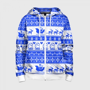 Collectibles Kids Zip-Up Hoodie Among Us Christmas Pattern