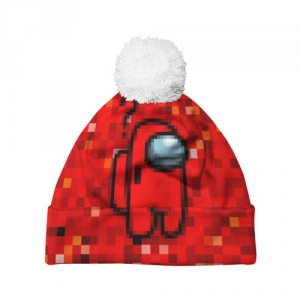 Buy red pixel pom pom beanie among us 8bit - product collection