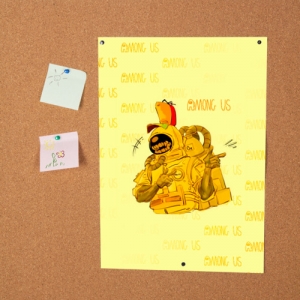 Poster Among Us Yellow Imposter Pointing Size A3 297 mm x 420 mm Idolstore - Merchandise and Collectibles Merchandise, Toys and Collectibles