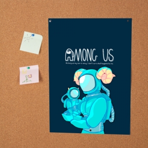 Cyan Poster Among Us Spaceman Art Idolstore - Merchandise and Collectibles Merchandise, Toys and Collectibles