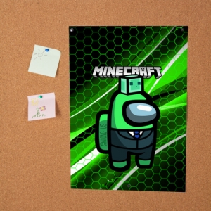 Poster Among Us х Minecraft Size A3 297 mm x 420 mm Idolstore - Merchandise and Collectibles Merchandise, Toys and Collectibles