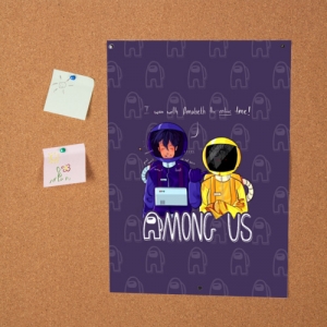 Poster Mates Among us Purple Size A3 297 mm x 420 mm Idolstore - Merchandise and Collectibles Merchandise, Toys and Collectibles