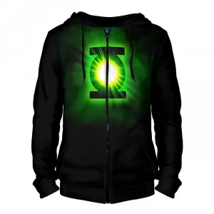 Buy zipper hoodie green lantern glowing - product collection