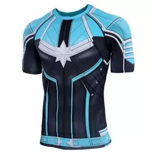 Captain Marvel Rashguard Blue yon-rogg shirt Idolstore - Merchandise and Collectibles Merchandise, Toys and Collectibles