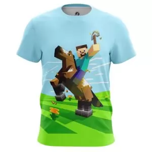 Minecraft T-shirt Ride Horse Blue Green Idolstore - Merchandise and Collectibles Merchandise, Toys and Collectibles 2