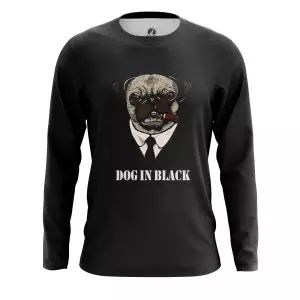 Men’s long sleeve Dog in Black Pug Men in Black Idolstore - Merchandise and Collectibles Merchandise, Toys and Collectibles 2