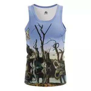 Tank Swans Reflecting Elephants Painting by Salvador Dali Vest Idolstore - Merchandise and Collectibles Merchandise, Toys and Collectibles 2