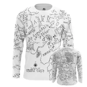 Buy men's long sleeve middle earth lord of rings map - product collection