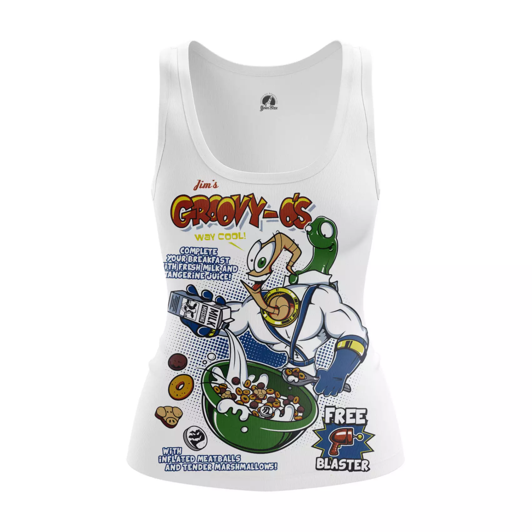 Women’s tank Jims cereal Sega Games Earthworm Jim Vest Idolstore - Merchandise and Collectibles Merchandise, Toys and Collectibles 2