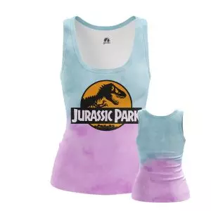 Women’s tank Jurassic Park Logo Print Yellow Blue shirt Vest Idolstore - Merchandise and Collectibles Merchandise, Toys and Collectibles 2