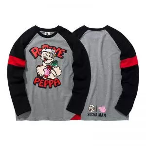 Long sleeve t-shirt Popeye Peppa Pig Social Man Grey Idolstore - Merchandise and Collectibles Merchandise, Toys and Collectibles 2