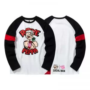 Long sleeve t-shirt Popeye Peppa Pig Social Man White Idolstore - Merchandise and Collectibles Merchandise, Toys and Collectibles 2