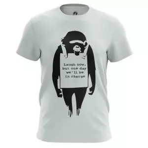 T-shirt Banksy Laugh now Grey Idolstore - Merchandise and Collectibles Merchandise, Toys and Collectibles 2