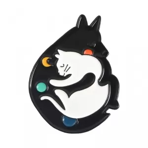 Buy pin space and moon cats enamel brooch - product collection