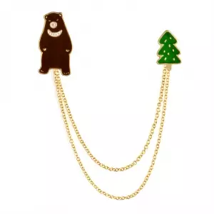 Pin Bear and Tree Chain enamel brooch Idolstore - Merchandise and Collectibles Merchandise, Toys and Collectibles 2
