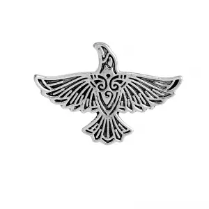 Pin Scandinavian Raven Silver Left enamel brooch Idolstore - Merchandise and Collectibles Merchandise, Toys and Collectibles 2
