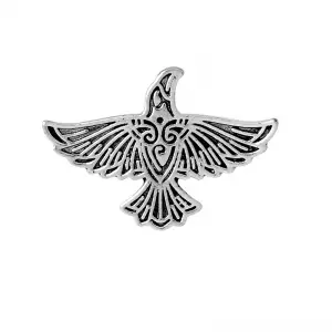 Pin Scandinavian Raven Silver Right enamel brooch Idolstore - Merchandise and Collectibles Merchandise, Toys and Collectibles 2