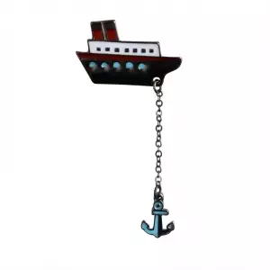 Pin Cruise Ship with Anchor enamel brooch Idolstore - Merchandise and Collectibles Merchandise, Toys and Collectibles 2