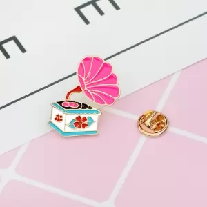 Pin Gramophone Pink enamel brooch Idolstore - Merchandise and Collectibles Merchandise, Toys and Collectibles 2