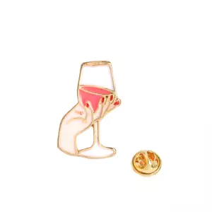 Pin Glass of Wine Pink enamel brooch Idolstore - Merchandise and Collectibles Merchandise, Toys and Collectibles 2