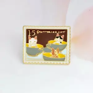 Pin Pottering Cat Cups enamel brooch Idolstore - Merchandise and Collectibles Merchandise, Toys and Collectibles 2