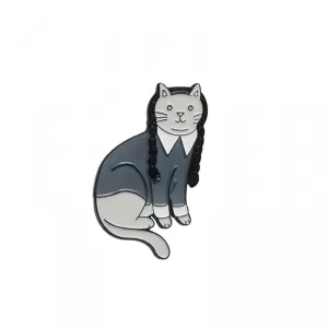 Pin Wednesday Addams Cat enamel brooch Idolstore - Merchandise and Collectibles Merchandise, Toys and Collectibles 2