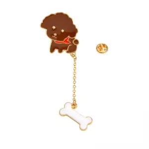 Pin Puppy with a bone Brown enamel brooch Idolstore - Merchandise and Collectibles Merchandise, Toys and Collectibles 2