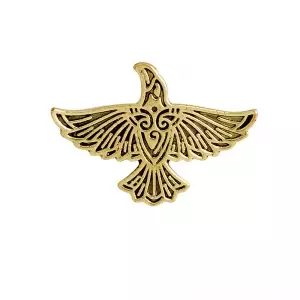 Pin Scandinavian Raven Gold Left enamel brooch Idolstore - Merchandise and Collectibles Merchandise, Toys and Collectibles 2